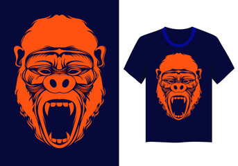 Gorilla face illustration for t shirt design