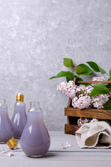 Lilac drink in a glass