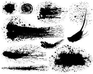 書道　しぶき　毛筆イラスト　セット