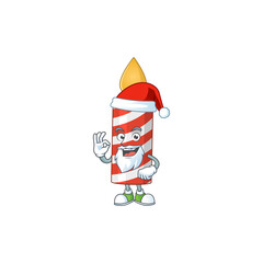 Candle Santa cartoon design concept with ok finger