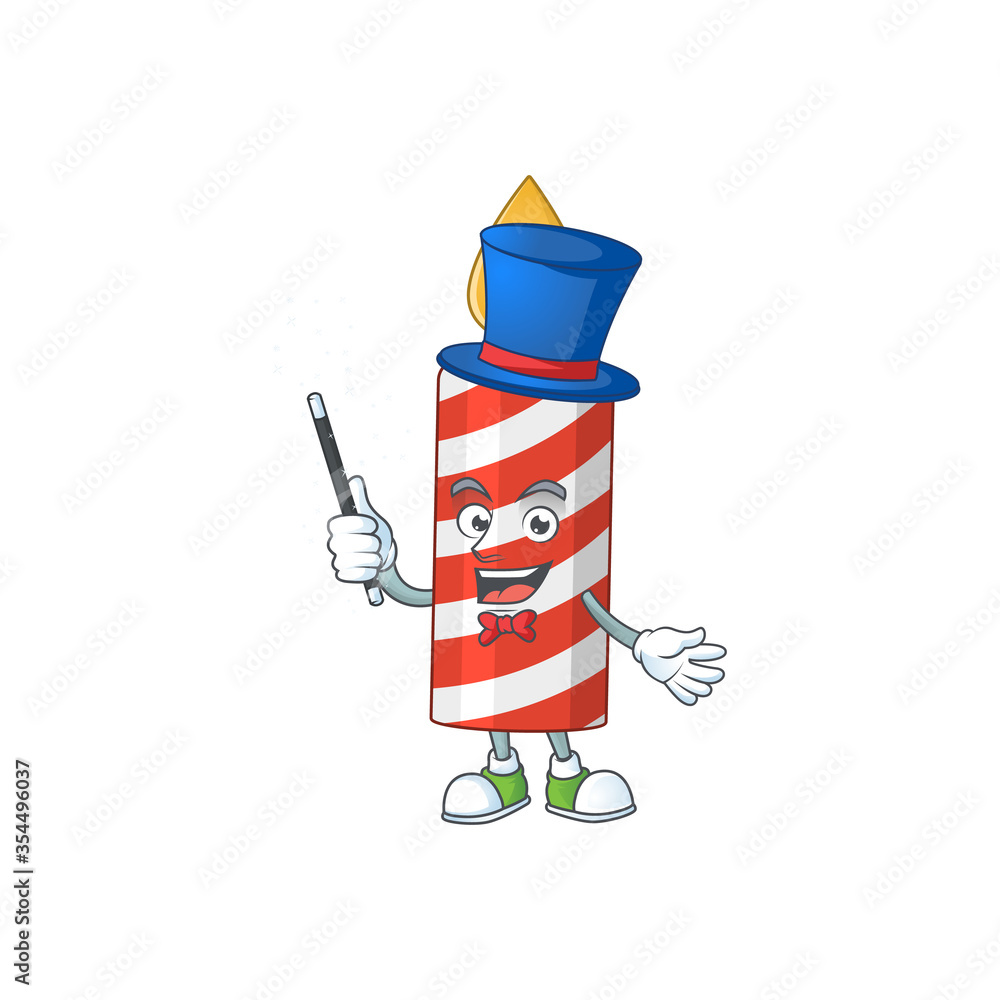 Sticker Talented candle Magician cartoon mascot design style