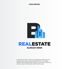 B Initial logo concept with building template vector.