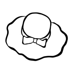 Summer hat in doodle style. Hand drawn vector illustrationon white background  for greeting cards, posters, stickers and fashion design.

