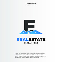 E Initial logo concept with building template vector.