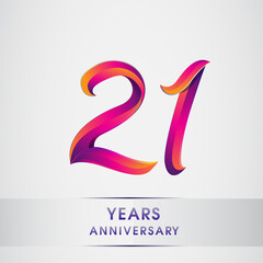 Obraz premium 21st Years anniversary celebration logotype colorful design, Birthday logo on white background