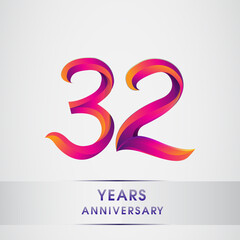 32nd Years anniversary celebration logotype colorful design, Birthday logo on white background