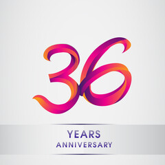 36th Years anniversary celebration logotype colorful design, Birthday logo on white background