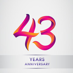 Obraz premium 43rd Years anniversary celebration logotype colorful design, Birthday logo on white background