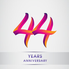 44th Years anniversary celebration logotype colorful design, Birthday logo on white background