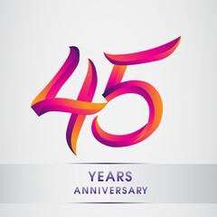 45th Years anniversary celebration logotype colorful design, Birthday logo on white background