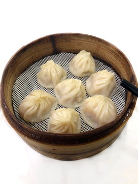 chinese dumplings on white background