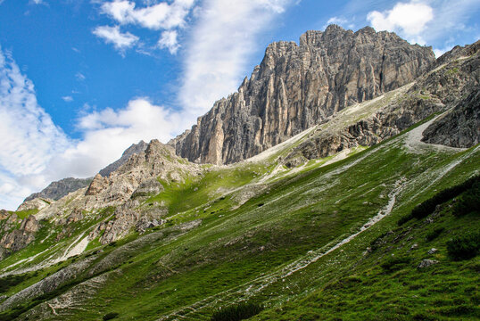 dolomites landscape in summer clear sky