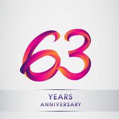 63rd Years anniversary celebration logotype colorful design, Birthday logo on white background