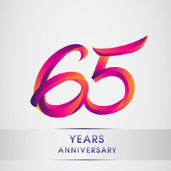 65th Years anniversary celebration logotype colorful design, Birthday logo on white background