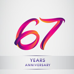 Obraz premium 67th Years anniversary celebration logotype colorful design, Birthday logo on white background