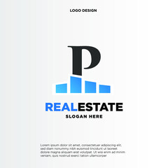 P Initial logo concept with building template vector.