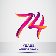 74th Years anniversary celebration logotype colorful design, Birthday logo on white background