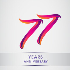 Obraz premium 77th Years anniversary celebration logotype colorful design, Birthday logo on white background