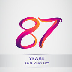 87th Years anniversary celebration logotype colorful design, Birthday logo on white background