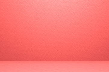 Living Coral empty wall room studio background. Color of year 2019 for summer fashion minimal concept.

