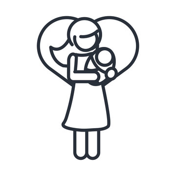 mother carrying baby family day, icon in outline style