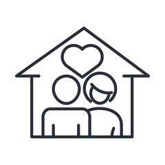 father and mother in house love family day, icon in outline style