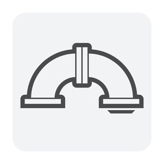 Pipe icon and flange fitting for pipeline connection with valve and other pipe. For transportation liquid or gas i.e.crude, oil, natural gas, sewage, wastewater. Also for plumbing and irrigation.