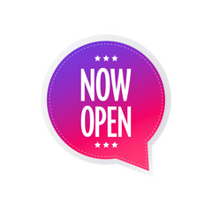 now open sticker coronavirus quarantine is over advertising campaign concept poster label flyer vector illustration