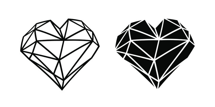 Heart diamond icon, geometric style vector