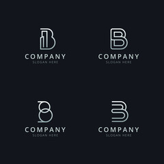 Initials B line monogram logo template with a silver style color for the company