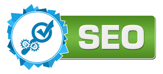 SEO - Search Engine Optimization Blue Green Random Shapes Circle Bar 