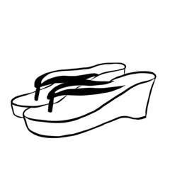 Doodle flip flops. Summer beach slippers hand drawn vector illustration on white background Design element for stickers,greeting cards, posters, and fashion design.