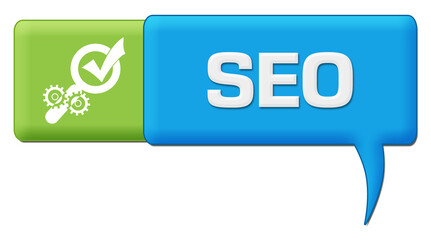 SEO - Search Engine Optimization Green Blue Comment Symbol 