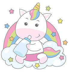 baby unicorn drinking milk