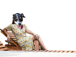 The dog head on a factoring chair that separates from the background clipingpart