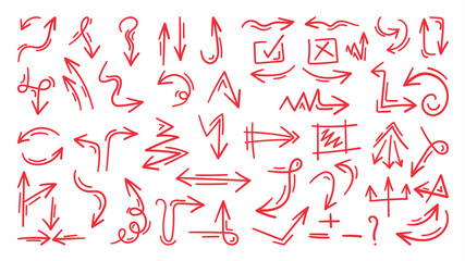 Red Arrow vector doodle. Hand drawn sketch arrows design for business plan and education. .