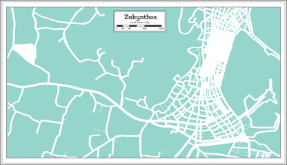 Zakynthos Greece City Map in Retro Style. Outline Map.