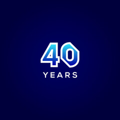 40 Years Anniversary Gradient Number Vector Design