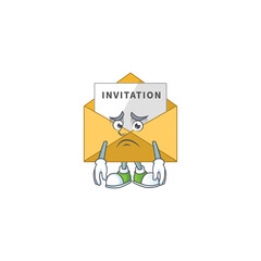 Invitation message Caricature design picture showing worried face