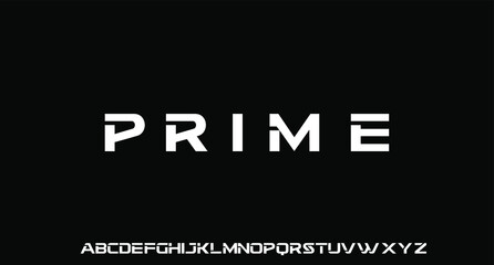 PRIME, FUTURISTIC MODERN FONT ALPHABET VECTOR