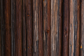 texture of the brown log wall of the house
