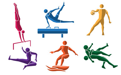 colorful sport flat icon set 06
