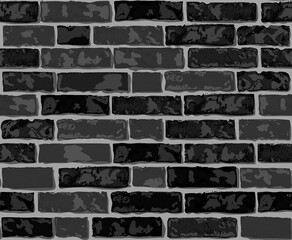 Realistic Vector brick wall seamless pattern. Flat wall texture. Black and gray textured brick background for print, paper, design, decor, photo background