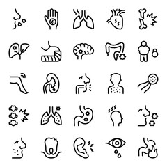 Diseases Line Icon Set