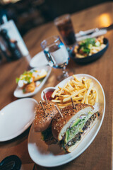 Burder and fries served