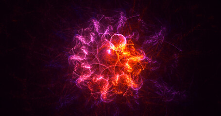 3D rendering abstract red fractal light background
