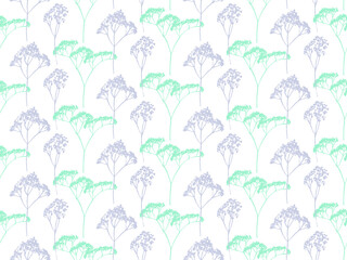 seamless vector botanical pattern, doodle floral background