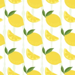 Papier Peint photo Lavable Citrons Modèle sans couture de citron. Fond d& 39 agrumes. Nourriture de modèle d& 39 été. Illustration vectorielle. Texture répétitive.