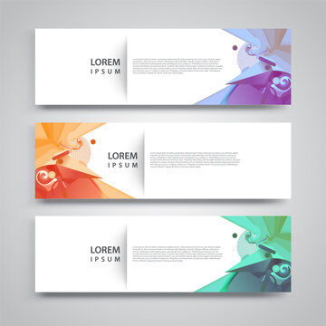Vector set abstract geometric design banner web template.