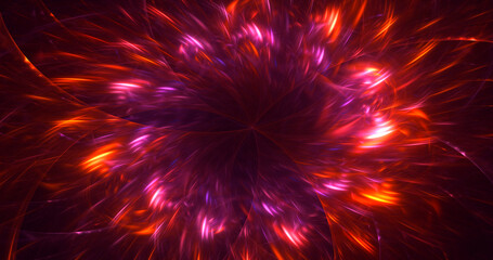 3D rendering abstract red fractal light background